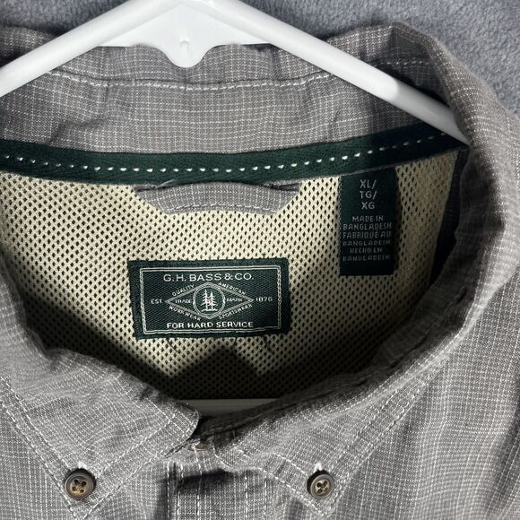 G.H. Bass & Co. Shirt Men's XL Gray Chambray Pockets Short Sleeve Button-Down - Picture 3 of 6